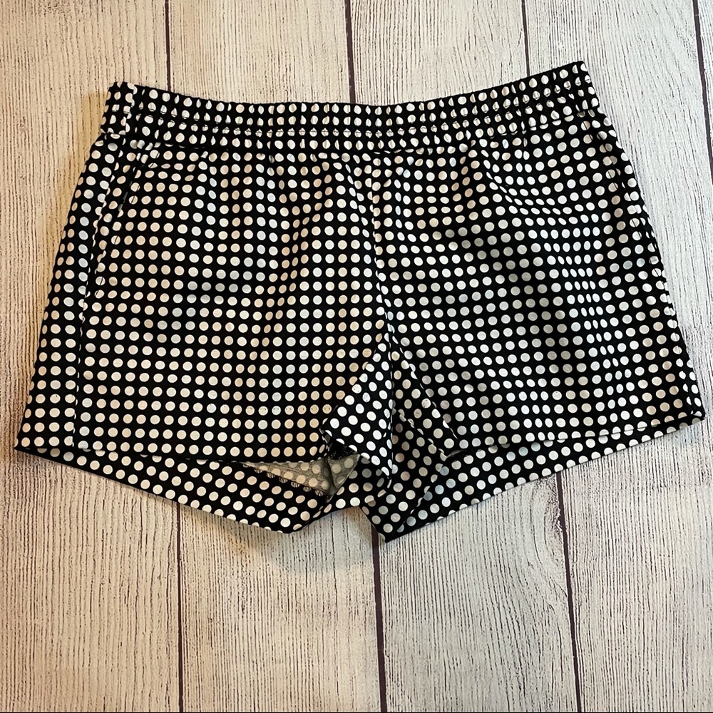 J Crew Yellow Black and White Polka Dot Linen Shorts Size 10